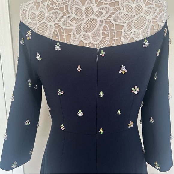 NWOT- SACHIN & BABI Amarette Crystal Detail Off the Shoulder Stretch Crepe Gown - Picture 5 of 16